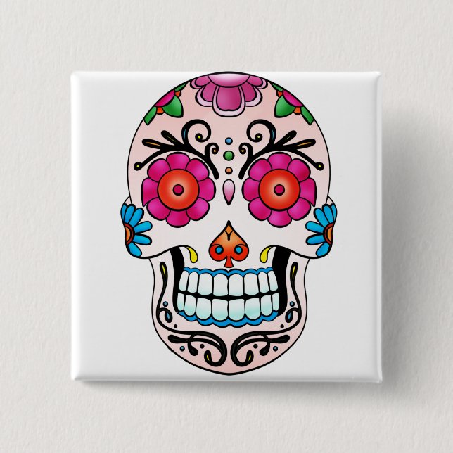 Sockerskalle - day of the dead, tatuering, Mexico Knapp (Framsida)