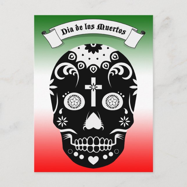 Sockerskalle, di de los muertos vykort (Framsida)