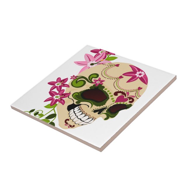 Sockerskalle [Día de Muertos] Kakelplatta (Sidan)
