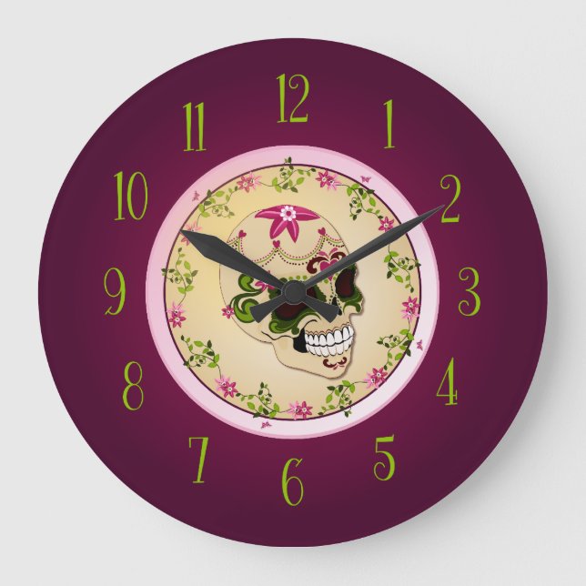 Sockerskalle [Día de Muertos] Stor Klocka (Framsida)