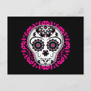 Sockerskalle från Girly day of the dead Vykort