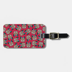 Sockerskalle Frenchie - rosa Bagagebricka