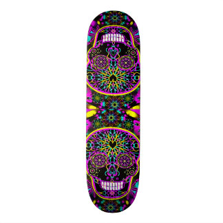 Sockerskalle i neonrosor skateboard bräda 20,5 cm