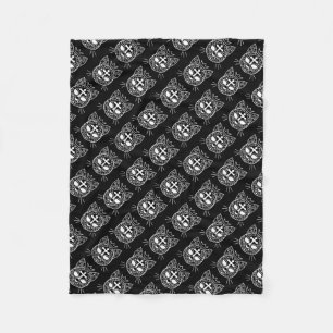 Sockerskalle kattunge mönster i coola Goth stil Fleecefilt