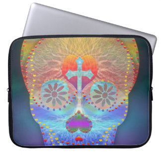 Sockerskalle med regnbåge färgad bakgrund laptop fodral