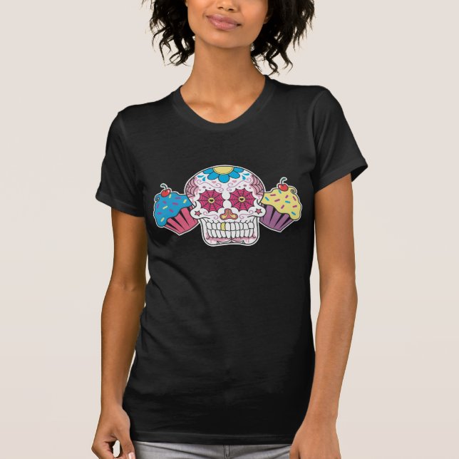Sockerskalle och muffins tee shirt (Framsida)