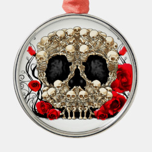 Sockerskalle - tatueringdesign julgransprydnad metall