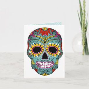 Sockerskalleday of the dead med blom- prydnadar kort