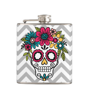 Sockerskalleflaskan, day of the dead, blommar fickplunta
