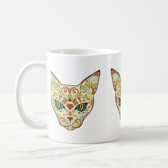 Sockerskallekatt - tatueringdesign kaffemugg (Vänster)