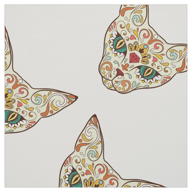 Sockerskallekatt - tatueringdesign tyg (Provkarta)