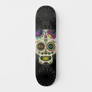 Sockerskallekonst - day of the dead old school skateboard bräda 18 cm