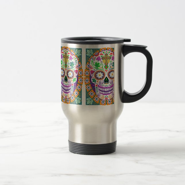 Sockerskalletravel mug, day of the deadtravel mug resemugg (Höger)