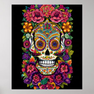 Sockerskålskonst - Colorful Dia de los Muertos Poster