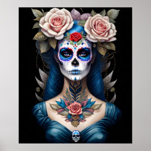 Sockerskålskonst - Colorful Dia de los Muertos Poster