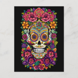Sockerskålskonst - Colorful Dia de los Muertos Vykort