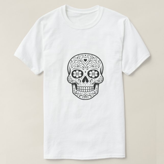 Sockerskålskonst - Intricate Black & White Day of  T Shirt (Design framsida)
