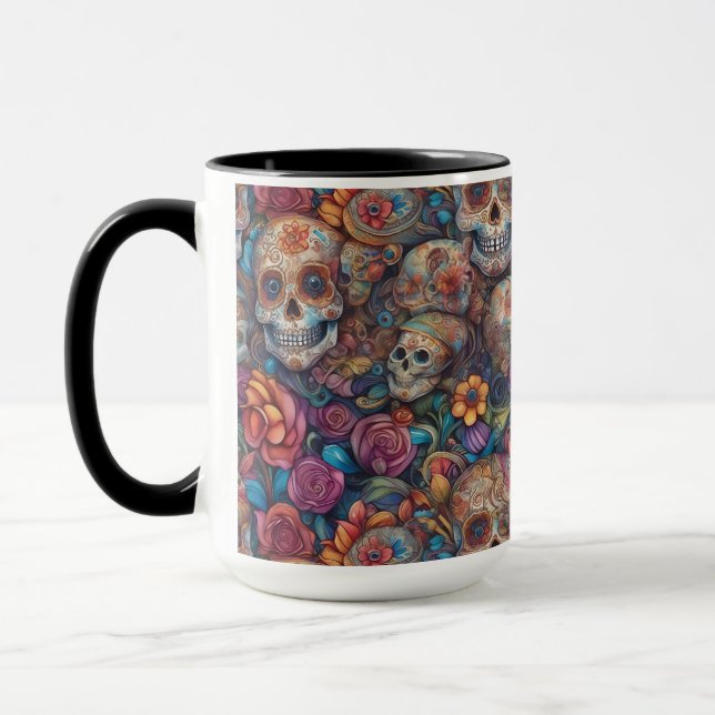 Sockerskålskonst - Intricate Day of the dead Mugg (Vänster)