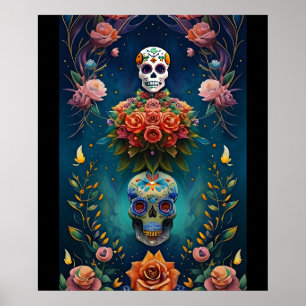 Sockerskålskonst - Traditional Dia de los Muertos Poster