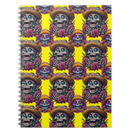 Sockerskålskonst - Vibrant Day of the dead (Gult) Anteckningsbok