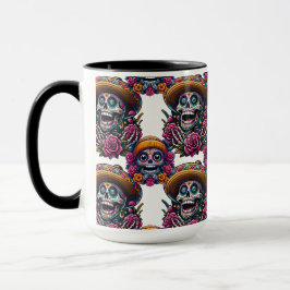 Sockerskålskonst - Vibrant Day of the dead (vit) Mugg