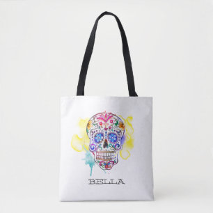 Sockerskikt med färgfärg Day of the dead NAMN Tygkasse