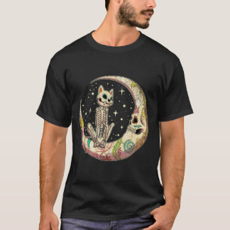 Sockerskiktad Måne-katt, dagstidning Halloween C T Shirt