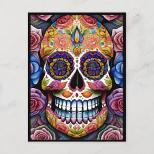 Sockerskiktkonst - färglöst Day of the dead-skal Vykort