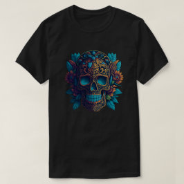Sockerskiktkonst - svart och Guld blommiga skal T Shirt