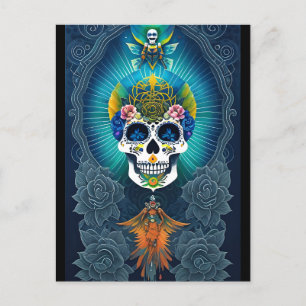 Sockerskiktkonst - Vibrant Day of the dead Vykort