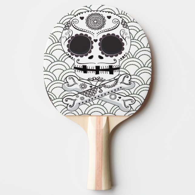 Sockerskull i Crossbone Black & White Pingisracket (Framsidan)