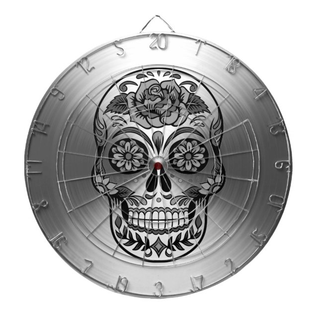 Sockerskull på Radiant Silver Mönster Darttavla (Framsidan)