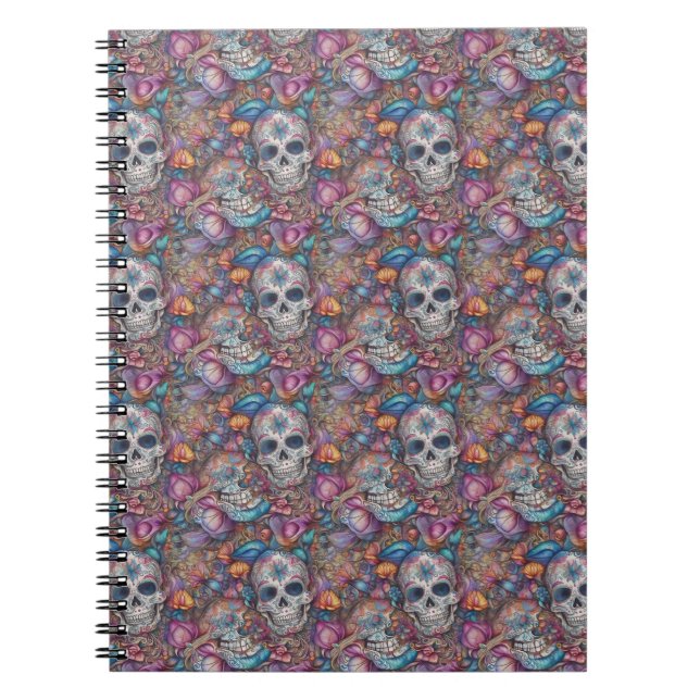 Sockerskullart - Day of the dead Swirl Anteckningsbok (Framsidan)