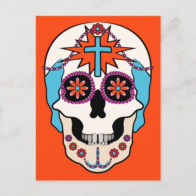 Sockerskullgrafik Vykort (Framsida)