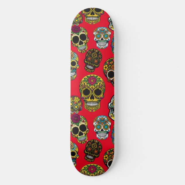 Sockerskullkonst färgad Mönster Mini Skateboard Bräda 18,5 Cm (Framsida)