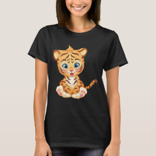 Sockersöt tiger baby med stort öga t shirt