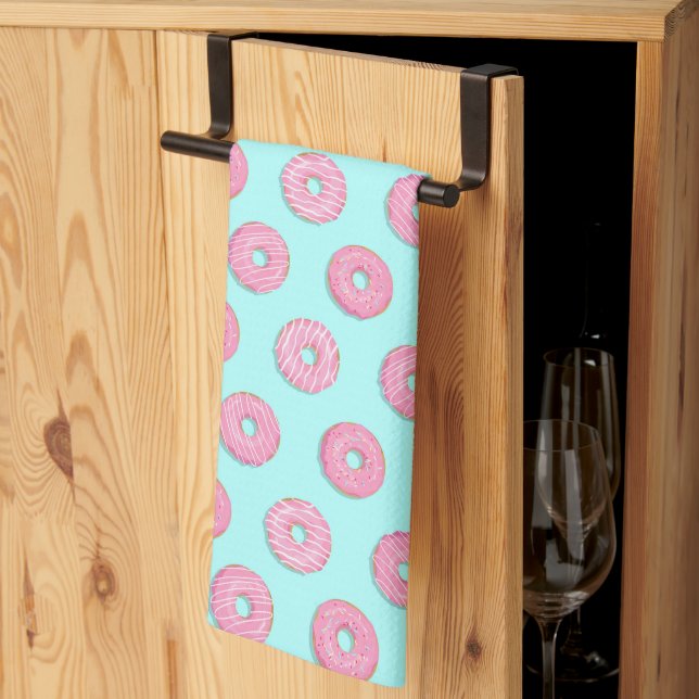 Sockersötad Rosa Glazed Donuts Kökshandduk (Thirds Fold)