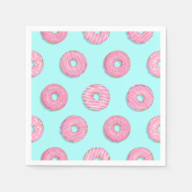 Sockersötad Rosa Glazed Donuts Pappersservett (Framsidan)