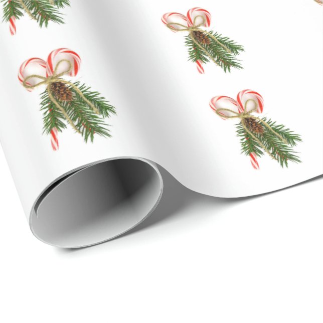 Sockerspillervarv och tallbukett presentpapper (Rullad Hörn)