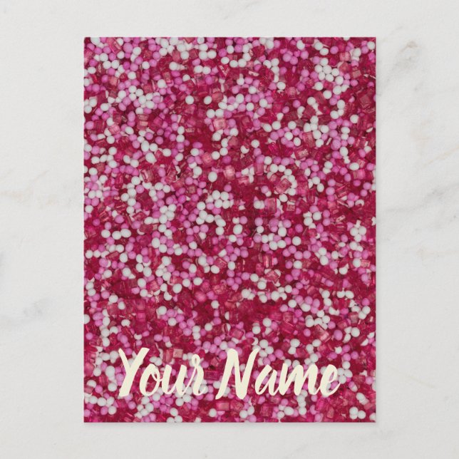 Sockersprinkler: färgstarka bakkristaller, gåva vykort (Framsida)