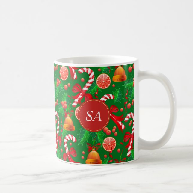 Sockerstång Jul klocka Jul Högtidlig järnek Kaffemugg (Höger)