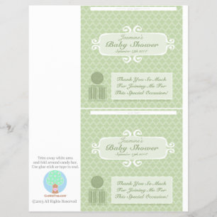 Sockerstångsetiketter Gröna för Baby Shower Reklamblad