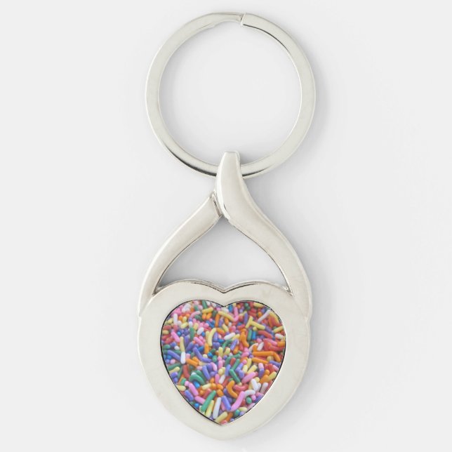 Sockerstänk Twisted Heart Silverfärgad Nyckelring (Framsidan)