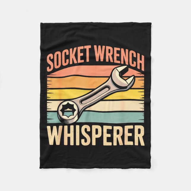 Socket Wrench Whisperer Retro Mechanic Crew Auto T Fleecefilt (Framsidan)
