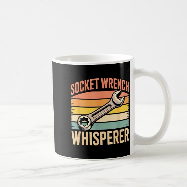 Socket Wrench Whisperer Retro Mechanic Crew Auto T Kaffemugg (Höger)