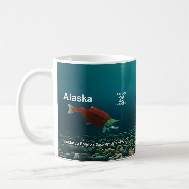 Sockeye Salmon - Alaska Postage Kaffemugg (Vänster)