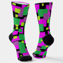 Socklar med svart Grönt och Magenta Geometric Art