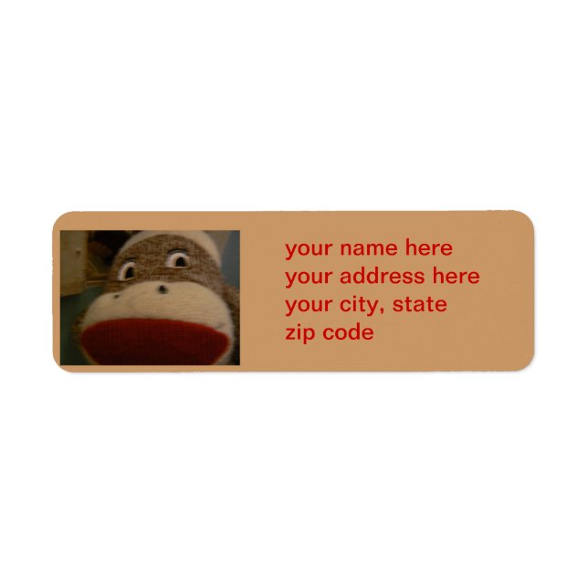 sockmonkey-adressetikett returadress etikett (Framsidan)
