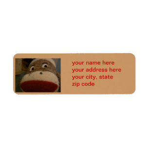sockmonkeyadressetikett returadress etikett