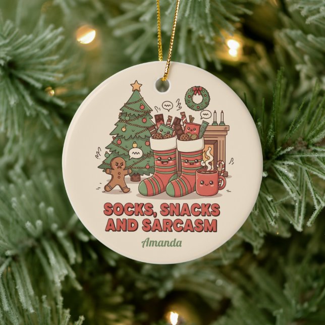 Socks Snacks and Sarcasm Funny Christmas Ornament (Träd)